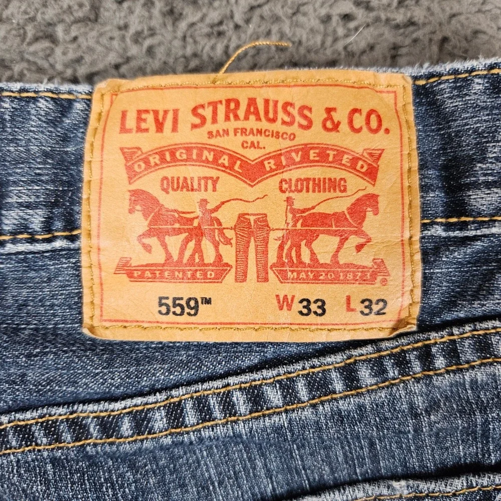 Levis 559 Relaxed Straight Jeans Mens 33x32 Blue Medium Wash Denim